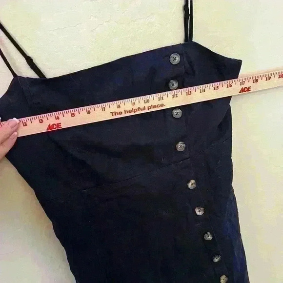 Copper Key Womens Navy Lined Sundress Buttons Spaghetti Strap Linen Blend XL - Picture 7 of 7